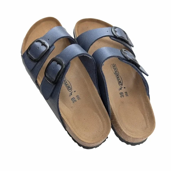 Aerothotic Navy Blue Double Strap Orthotic Slide Sandals - Size 39 / 8 - Picture 5 of 6